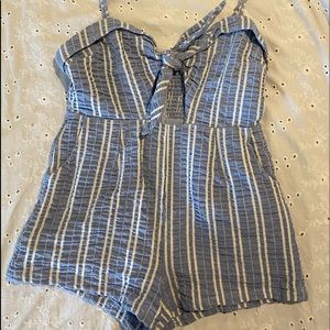 Blue and White Stripped Romper